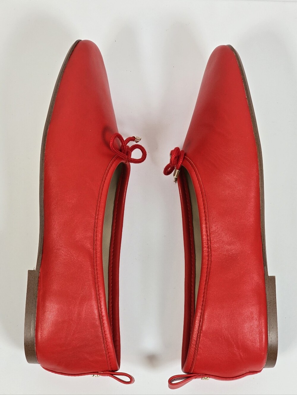 Sam Edelman Ari Ballet Flats Red Leather Bow Square Toe Classic Ballerina 7.5 - Picture 7 of 12